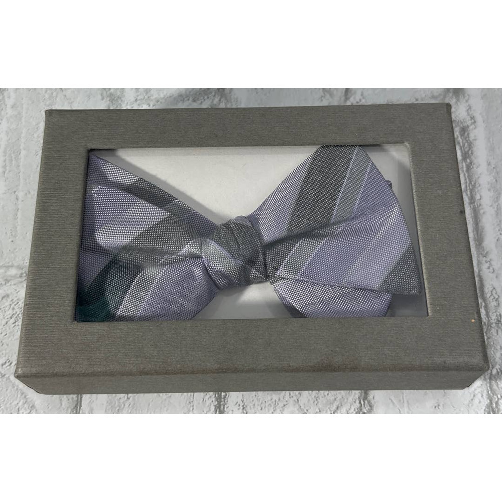 Jos. A. Bank Lavender and Gray Striped Bow Tie
